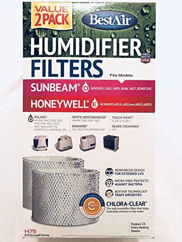 Bestair H75-2 Pack Holmes Replacement Paper Wick Humidifier Filter 7 9 X 2 6 14