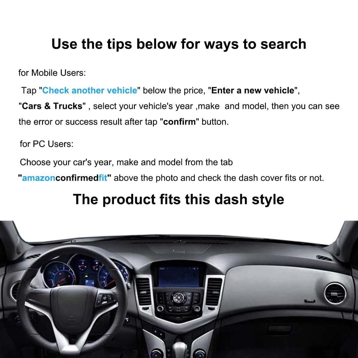 Dashboard Cover Dash Mat Pad Carpet Custom Fit For Chevy Chevrolet Cruze Black J237
