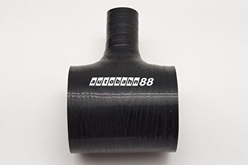 Automotive Silicone Hose Coupler T-piece 3-way Bov Id 2 38 60mm Spout 1 25mm Length 3 76mm Wall Gauge 0 16 4mm 3-ply Black