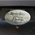 Remember I Am With You Always Matthew 28 20 Snowy Mountain Oval Tow Trailer Hitch Cover Plug Insert