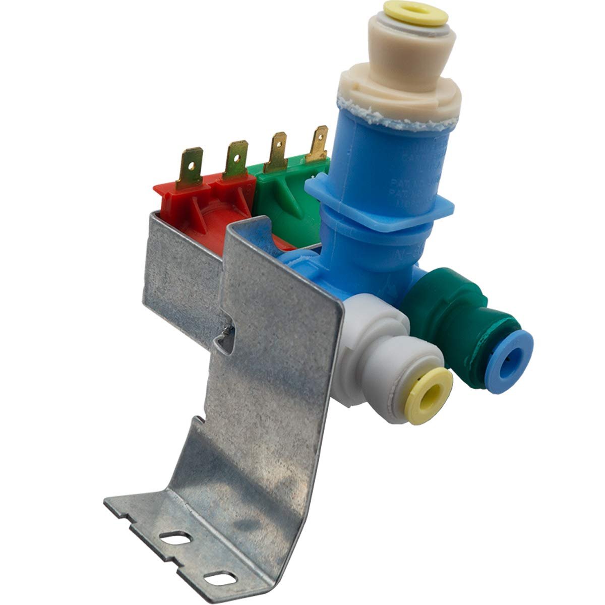 W10408179 Dual Water Inlet Valve Assembly For Side By Refrigerator Model Specific Replacement Blue Plastic 120v Ac