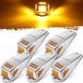 Partsam 5pcs Replacement For Square Kenworth Cab Marker Lights 48 Led Amber Flat Line Light Assembly With Chrome Plastic