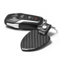 Jeep Trailhawk Real Black Carbon Fiber Large Shield Style Key Chain Official Licensed With Genuine Leather Strap 2 25 In X 1 75