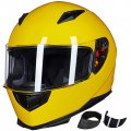 Ilm Full Face Motorcycle Street Bike Helmet With Removable Winter Neck Scarf 2 Visors Dot Model-jk313 M Yellow 