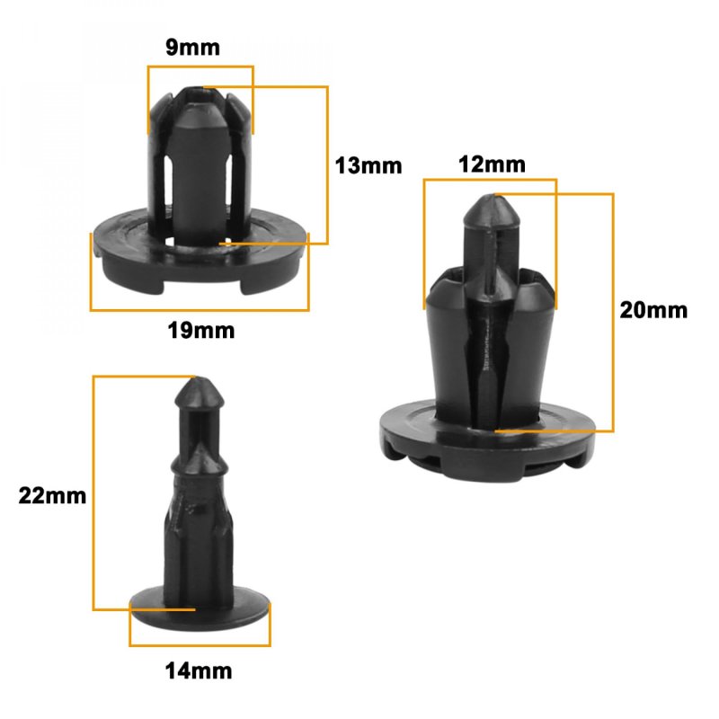 A14051900ux1301 Black Clips Rivets Fastener 30 Pack