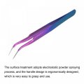 Uxcell Non-magnetic Curved Tip Tweezer Anti-static Stainless Steel Precision For Eyelash Extensions Volume Purple Blue 2pcs