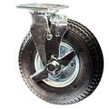 8 Inch Pneumatic Tire Swivel Caster W Brake X 3 Black Rubber Wheel 300 Lbs Capacity 