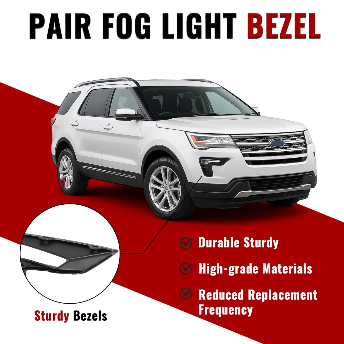 Pair Fog Light Bezel For 2018 2019d Explorer Front Bumper Lamp Cover Trim Mo 5912 Black Abs Plastic Replacement For Fo1039181