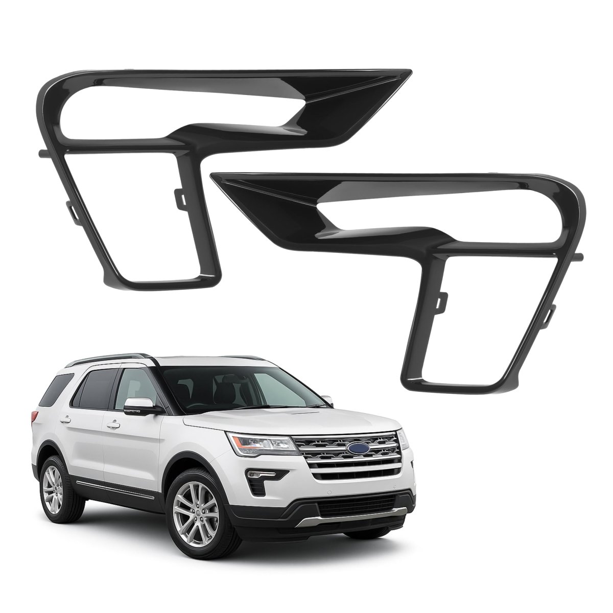 Pair Fog Light Bezel For 2018 2019d Explorer Front Bumper Lamp Cover Trim Mo 5912 Black Abs Plastic Replacement For Fo1039181
