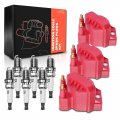 A-premium 3x Red Ignition Coil Pack And 6x Iridium Spark Plugs Compatible With Chevrolet Malibu Impala Venture Buick Lacrosse