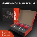 A-premium 3x Red Ignition Coil Pack And 6x Iridium Spark Plugs Compatible With Chevrolet Malibu Impala Venture Buick Lacrosse