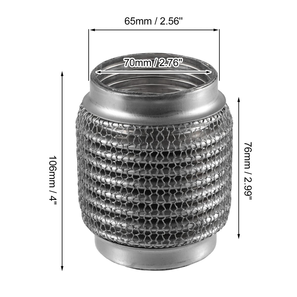 Universal Exhaust Flexible Pipe Tubing 2 56 In X 4 Stainless Steel Joint Silver Tone For Most Cars