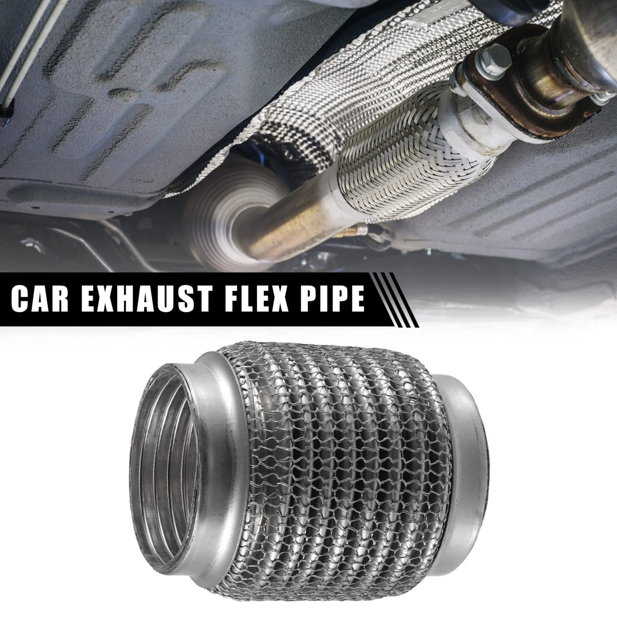 Universal Exhaust Flexible Pipe Tubing 2 56 In X 4 Stainless Steel Joint Silver Tone For Most Cars