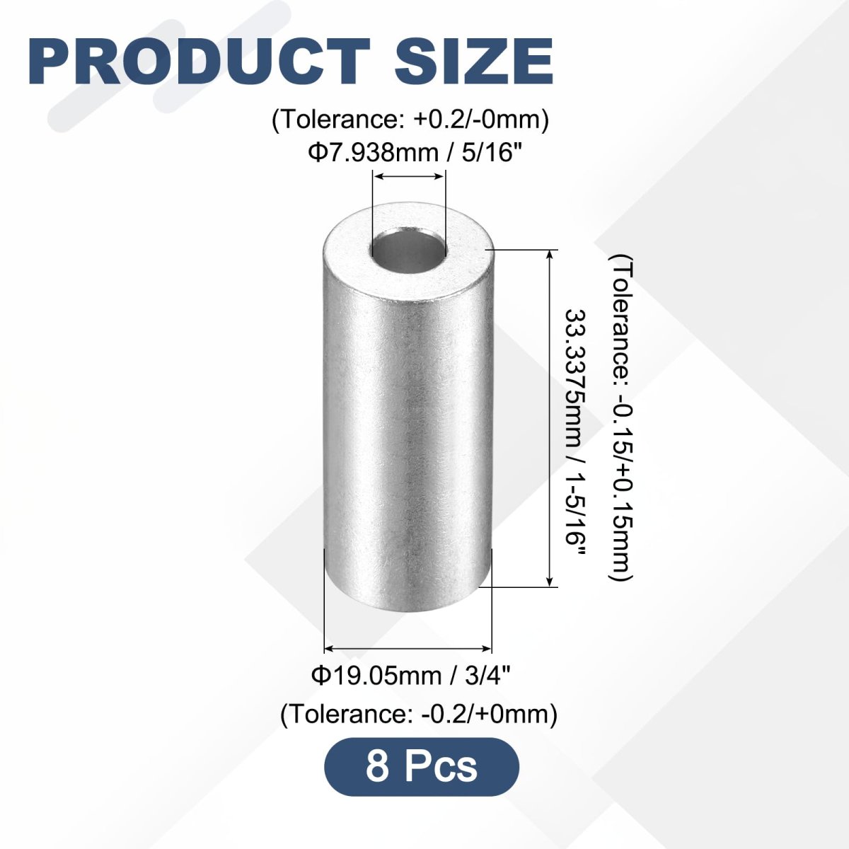 8pcs Aluminum Spacer 3 4 Od X 5 16 Id 1-5 Length Screw Standoff Bushing Plain Finish Unthreaded Round Metal For Screws Bolts