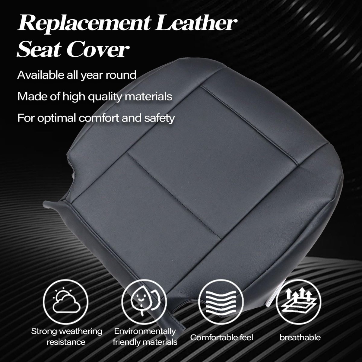 Secos Driver Passenger Side Bottom Leather Seat Cover Black For Bmw 3 Series E46 1998 1999 2000 2001 2002 2003 2004 2005