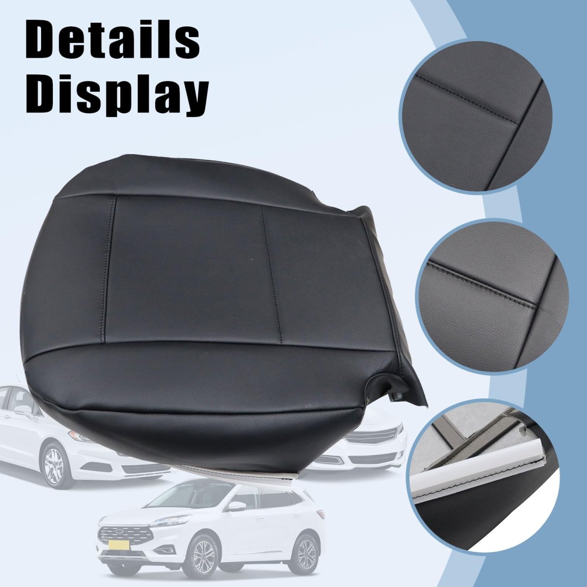 Secos Driver Passenger Side Bottom Leather Seat Cover Black For Bmw 3 Series E46 1998 1999 2000 2001 2002 2003 2004 2005