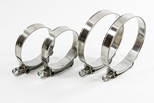 4 PC Stainless Metal Steel T Bolt Hose Clamps Assortment Kit Variety 3/" /& 4/"
