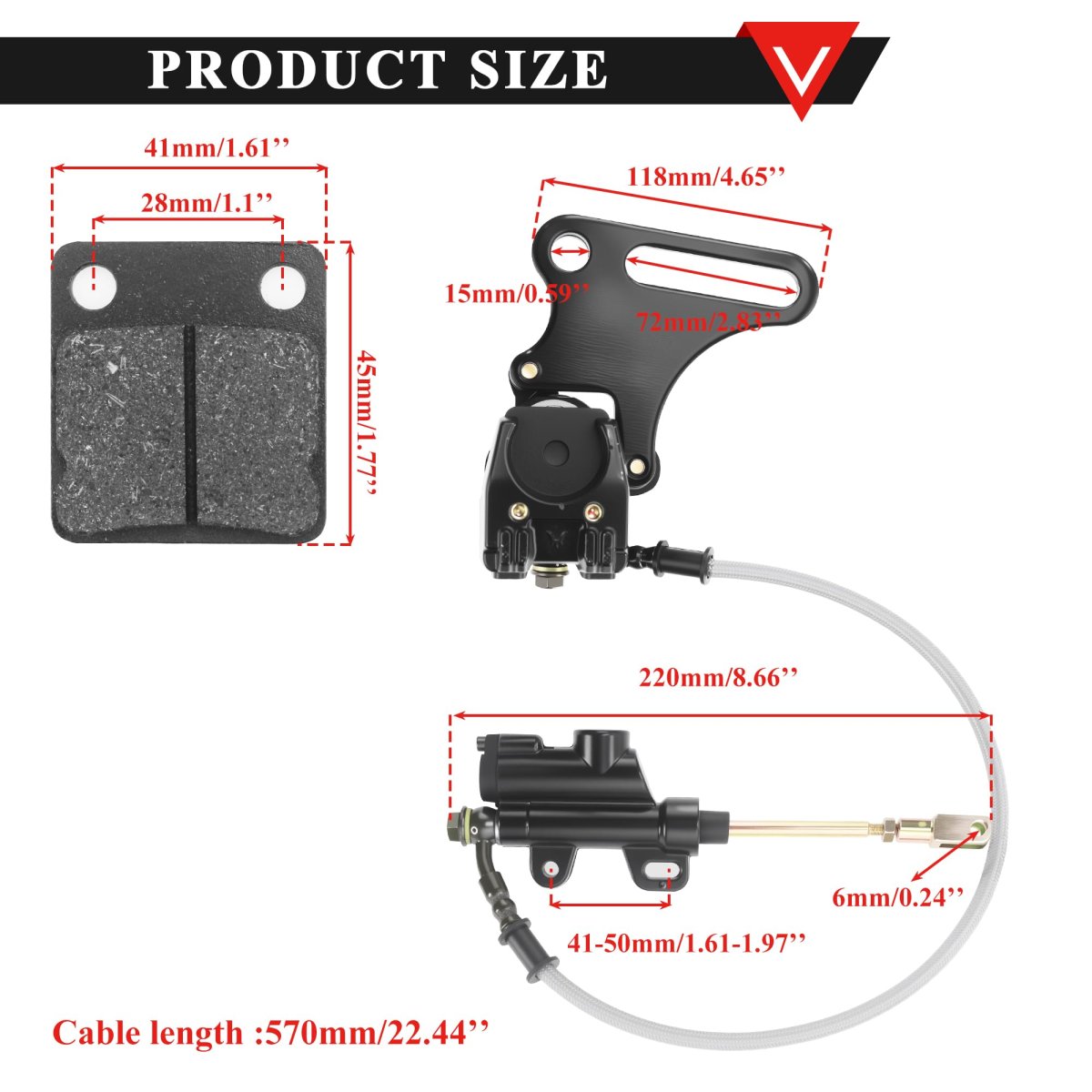 15mm Hydraulic Rear Dirt Pit Bike Brake Assembly With Pad For Ssr 125cc 110cc Klx Bbr Crf Ttr Sdg 50cc 70cc 107 110 125 Parts