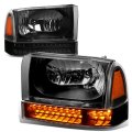 Auto Dynasty Led Drl Bumper Headlights Assembly For Ford F-250 F-350 Super Duty 99-04 Excursion 2000-2004 Driver And Passenger 