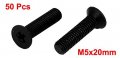 Uxcella M5x20mm Phillips Nylon Countersunk Head Bolt Machine Screw Black 50pcs