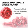 Autobahn88 Motorcycle Engine Bolt Dress-up Kit Compatible With Honda Cb600f Hornet 2009-2013 Red Set Of 21