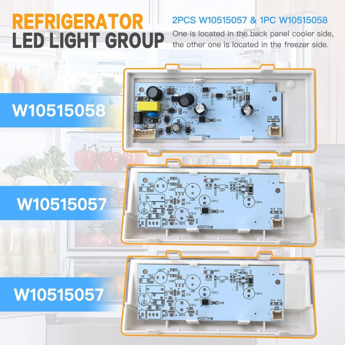 W10515057 W10515058 Refrigerator Led Light Set For Maytag Msf22d4xaw00 Msf22d4xaw01 Msf25d4mde00 Msf25d4mde01 Replaces