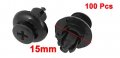 Car 8mm Hole Black Plastic Rivets Fastener Fender Bumper Clips 100 Pcs