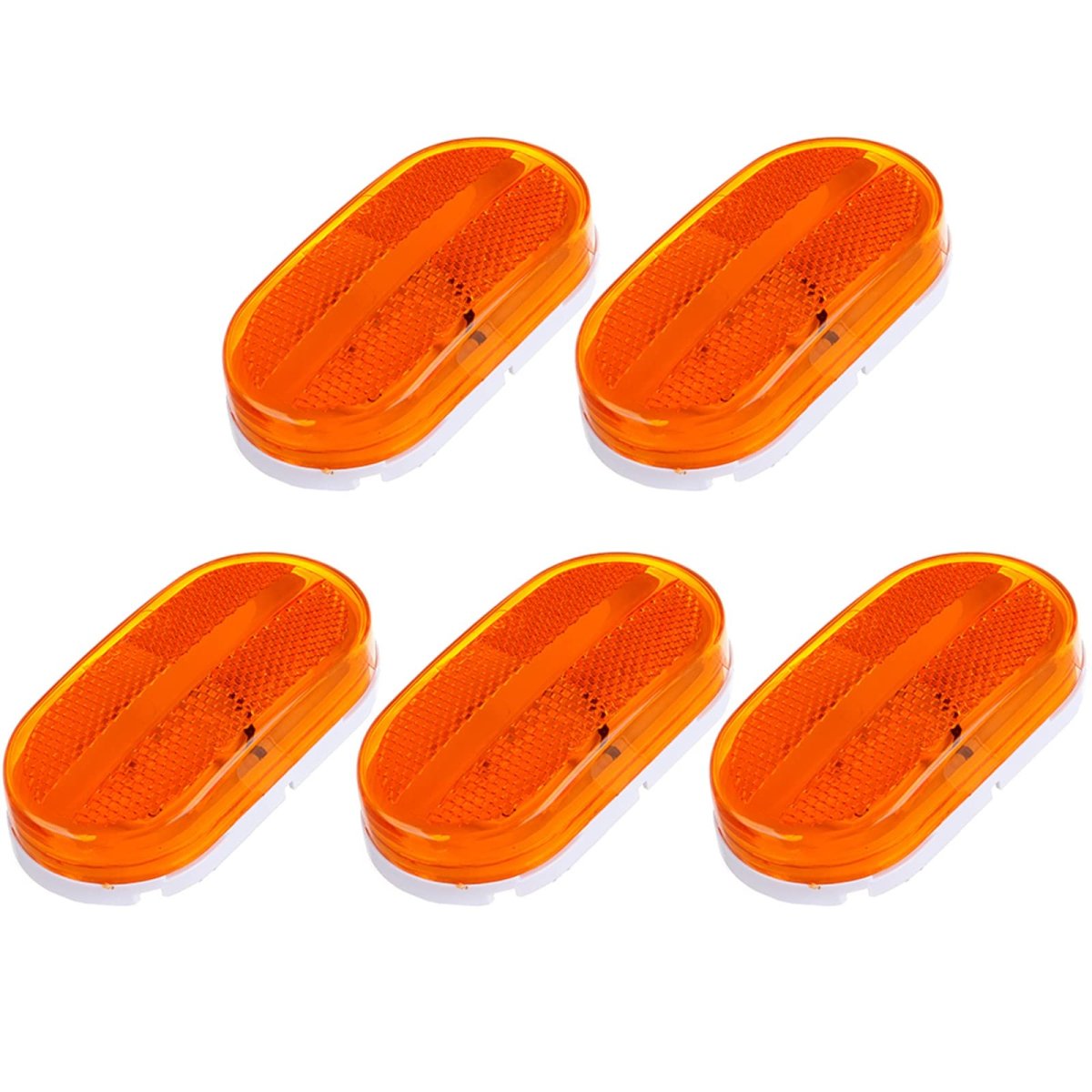 5 Pack 6 Led Oblong Trailer Side Marker Lights Amber Clearance Lamps Waterproof For Trucks Rv Atv And Heavy Duty Vehicles