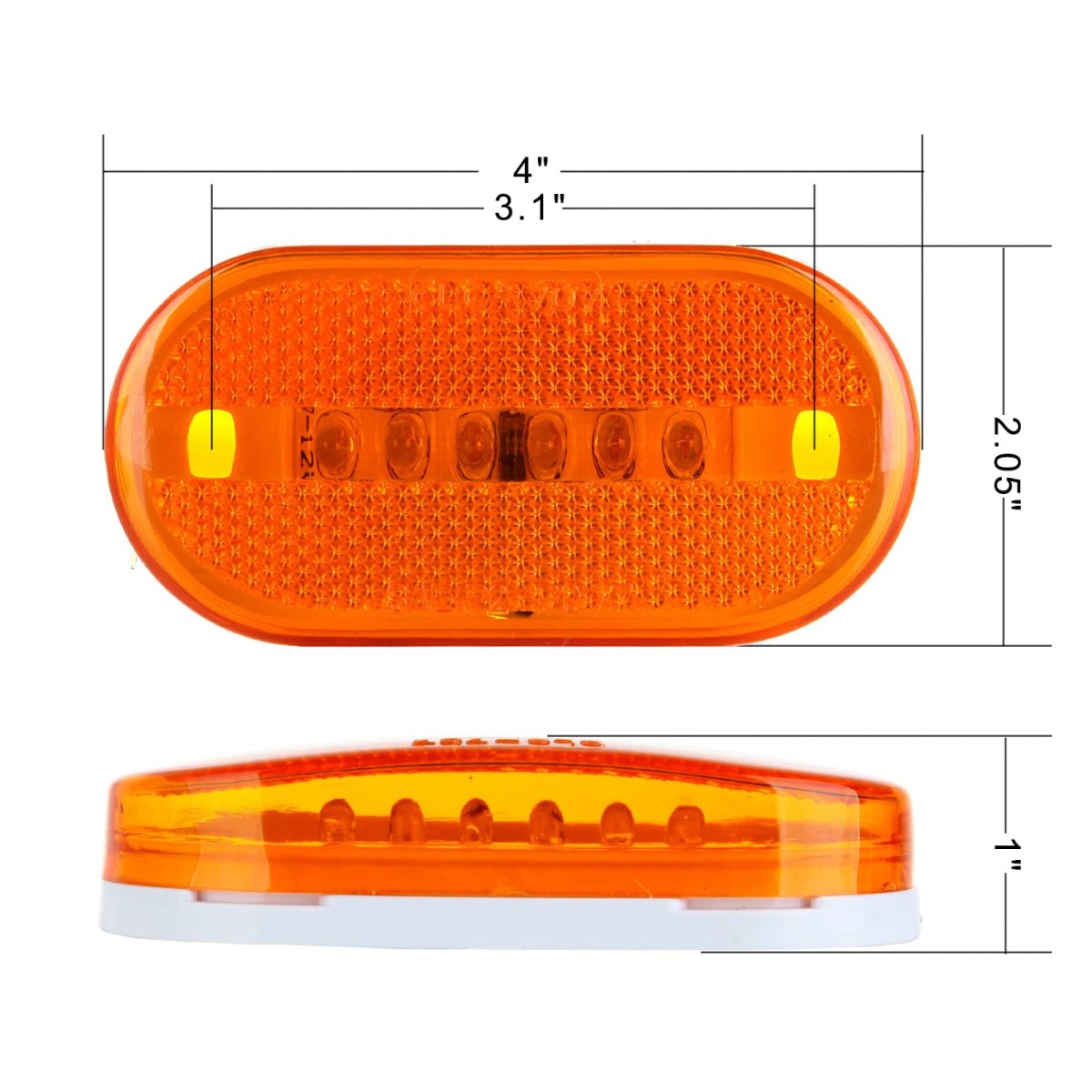 5 Pack 6 Led Oblong Trailer Side Marker Lights Amber Clearance Lamps Waterproof For Trucks Rv Atv And Heavy Duty Vehicles