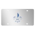 Fleur De Lis 3d Mirror Chrome Stainless Steel License Plate Blue 12 In X 6 Universal Fit For Cars 