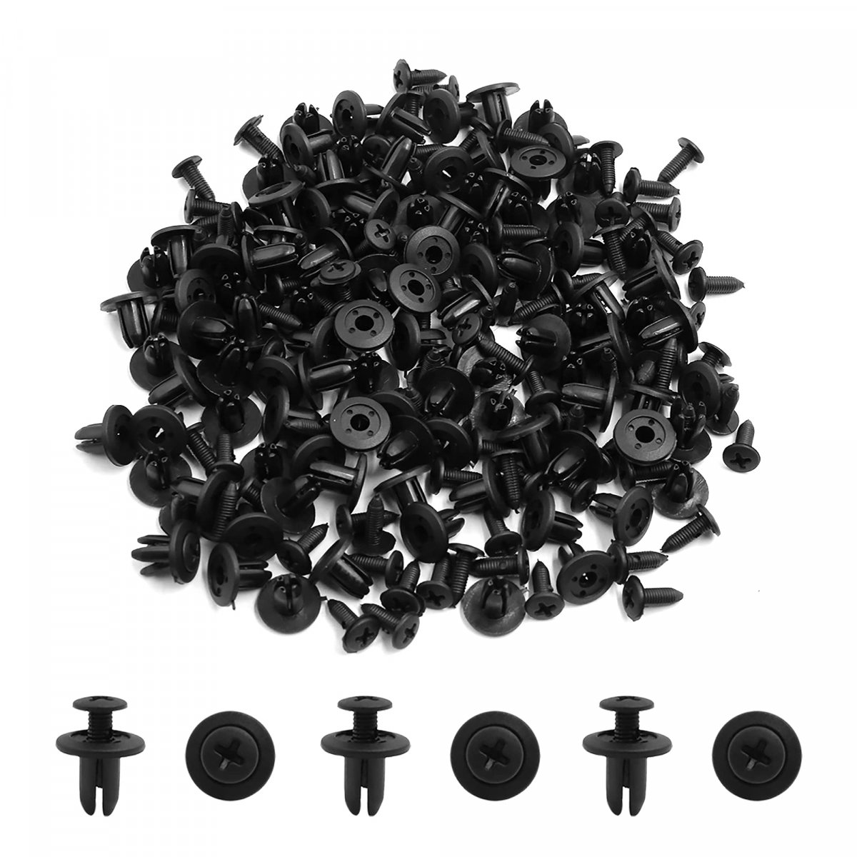 100pcs Car Plastic Rivets Fastener Expansion Screws Clips Black 6mm