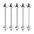 5pcs M6x130mm 304 Stainless Steel Double End Threaded Stud Screw Bolt With Nuts Square Flat Washers Spring For House 