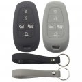 Kcpros 2pcs Rubber Silicone 5 Buttons Smart Key Fob Cover Case Protector Keyless With Keychain For Hyundai Tucson Santa Fe 