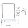 Uxcell Square U-bolts 3-1 2 100mm Inner Width 150mm Length Carbon Steel M8 With Nuts Frame Plate Round Washers