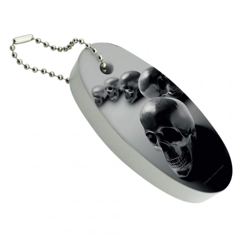 Metal Skulls Skeletons Floating Keychain Oval Foam Boat Buoy Key Float For Fishing And Water Sports 3 2 In X 1 4 0 8