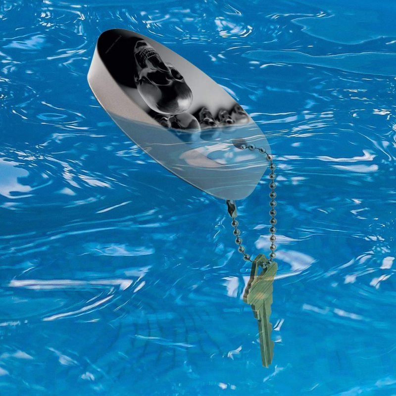 Metal Skulls Skeletons Floating Keychain Oval Foam Boat Buoy Key Float For Fishing And Water Sports 3 2 In X 1 4 0 8