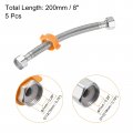 Uxcell Faucet Supply Line Connector 5pcs G1 2 Female X 8 Inch Long Braided 304 Stainless Steel Water Hose Silver Tone