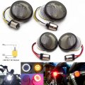 Httmt- 2 Led 1157 Front And Rear Turn Signal Lights Inserts Smoke Lens Fit For H-d P N Tghd-tsl01-2 02r R-2 29302lenx2