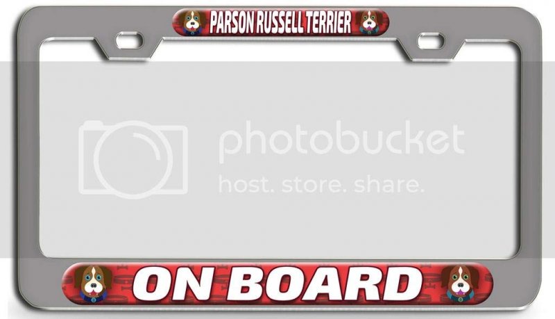 Parson Russell Terrier On Board Dogs Pets Ch 3d Metal License Plate Frame Auto Suv Truck Tag Holder B77