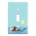 Sea Otter Eating Giant Clam Plastic Wall Decor Toggle Light Switch Plate Cover 