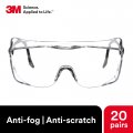 3m Safety Glasses Ox Fits Over The Otg 20 Pack Ansi Z87 Anti-fog Clear Lens Black Secure Grip Frame