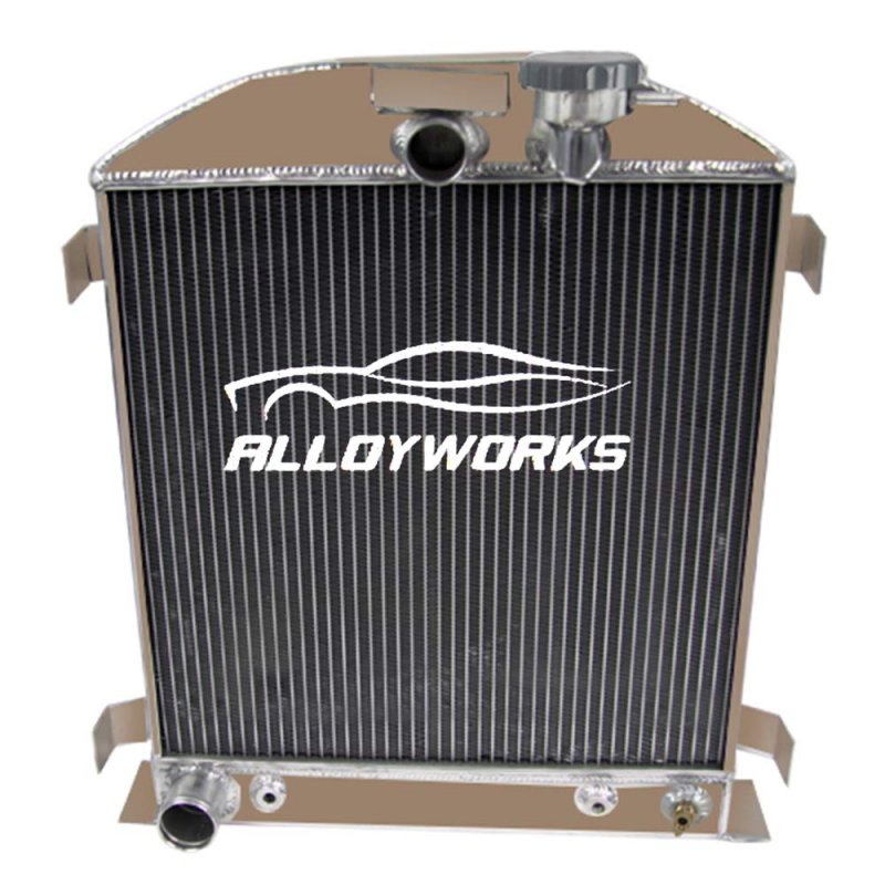 3 Row Core Aluminum Radiator For 1932 Ford Model Hi Boy Grill Shells V8 Engines Alloyworks-2335 Polished Finish High Capacity