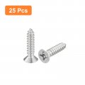 Uxcell 12x1 Flat Head Sheet Metal Screws 25pcs Phillips Drive Wood 304 Stainless Steel Self Tapping