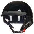 Ilm Motorcycle Half Helmet With Integrated Sun Visor Quick Release Buckle Dot Approved Xl Gloss Black