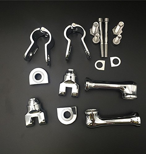 Xkh Group Motorcycle Chrome Long Angled Adjustable Highway Peg Mounting Kit For Bike With 1 Inch 25mm Front Engine Guard Frame