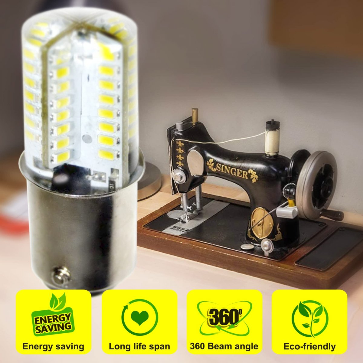 Hqrp 2-pack 110v Led Light Bulbs Warm White For Kenmore 158 121 1211 12111 12112 1212 121218 1225 Sewing Machine