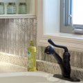 Fasa De Hammered Decorative Vinyl 18in X 24in Backsplash Panel In Crosshatch Silver 5 Pack