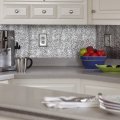 Fasa De Hammered Decorative Vinyl 18in X 24in Backsplash Panel In Crosshatch Silver 5 Pack