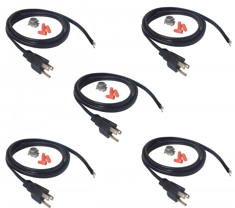 Metpure Appliance Power Cord 3-prong And Tool Straight Flat Black Supply Cable Kit 6ft 14 3 15amp 125v Ac 1875w With Wire Nuts