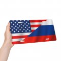 Usa Russian Flag Aluminum Stainless Decorative Car Front Personalized License Plate 6 X 12 In